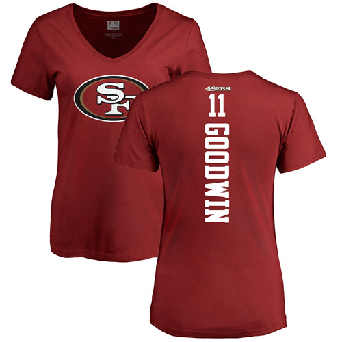 San Francisco 49ers Red Women Marquise Goodwin Backer #11 NFL T Shirt